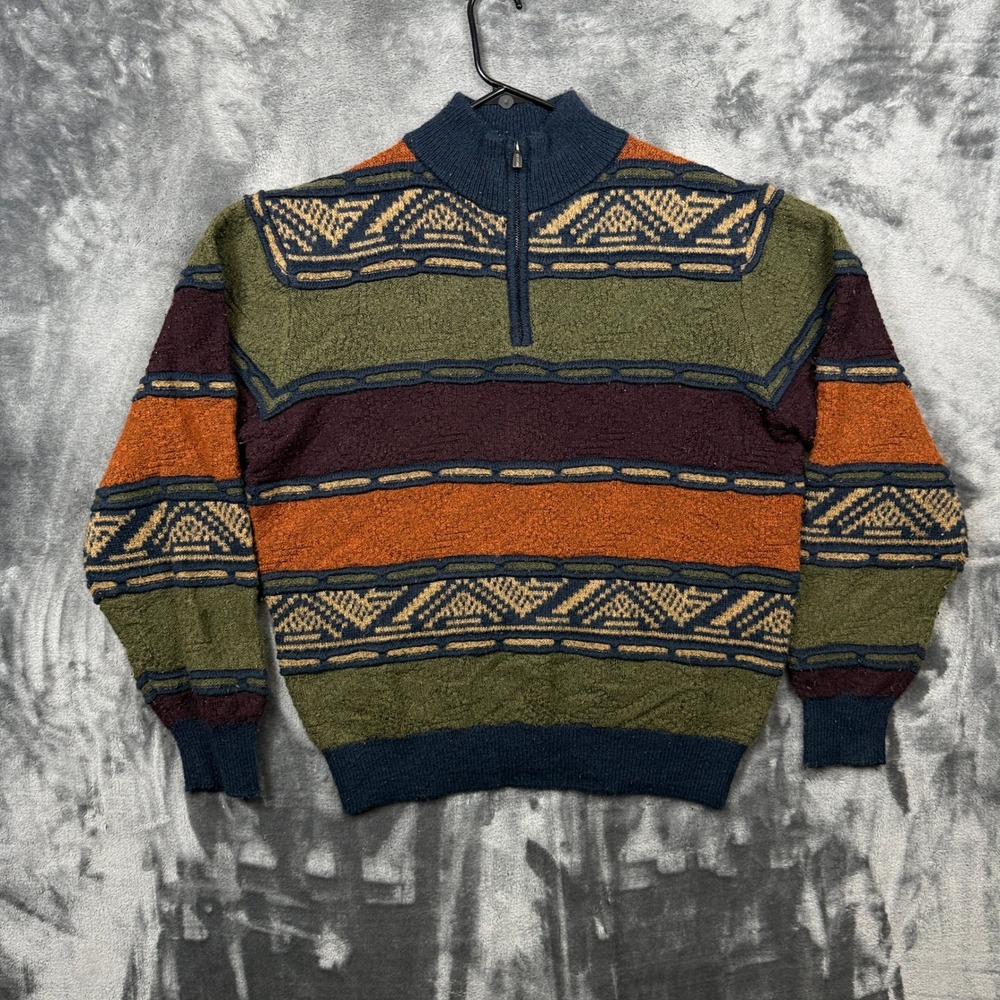 F/X Fusion Quarter Zip Sweater Medium Multicolor Southwestern Geometric Knit
